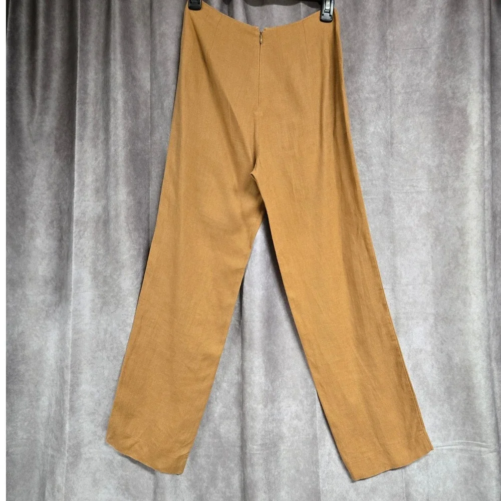 Reformation 100% Linen High Rise Straight‎ Leg Pants Tan Ochre Womens Size 0